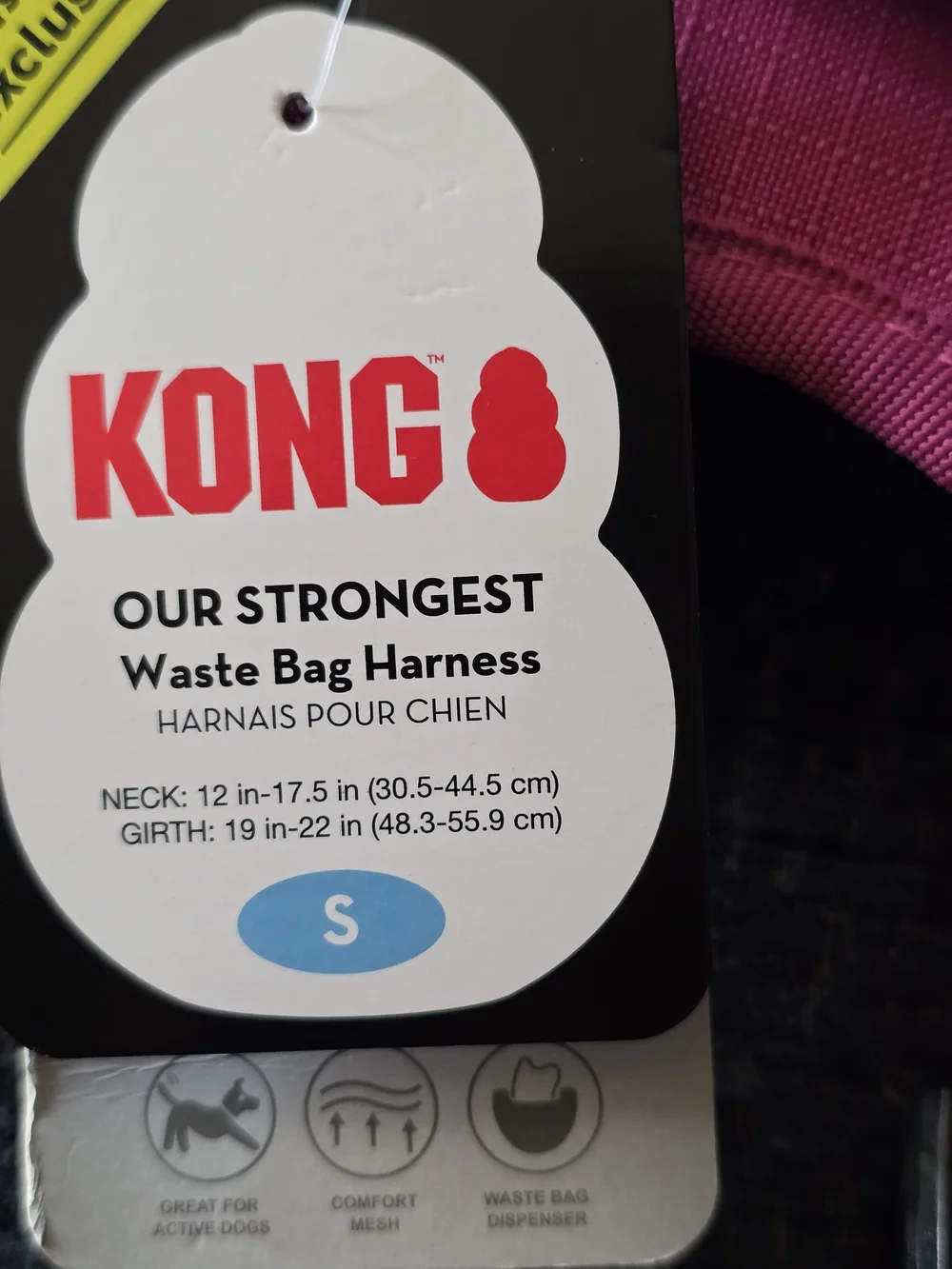 KONG Pink Waste Bag Dog Harness - Small Nwt